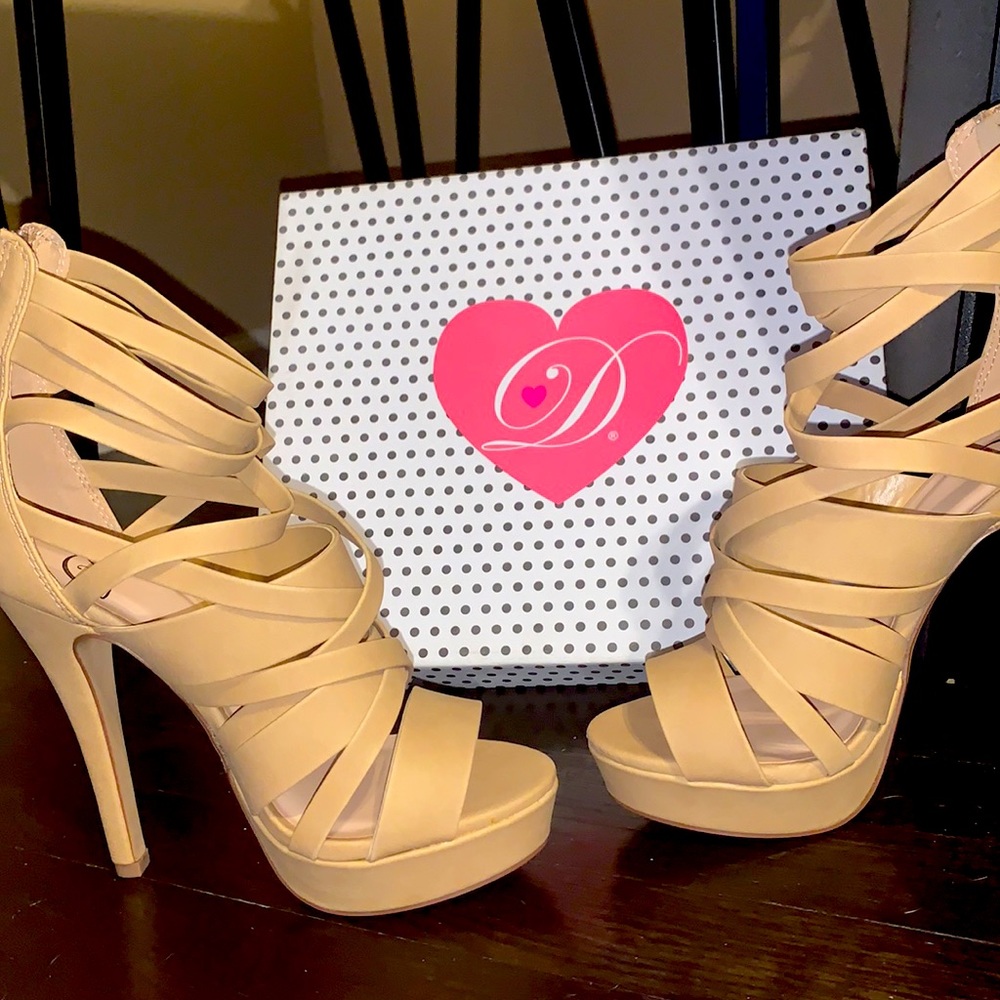 Tan Strappy Heels with Platform